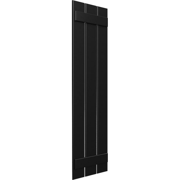 True Fit PVC Three Board Spaced Board-n-Batten Shutters, Black, 17 1/8W X 37H